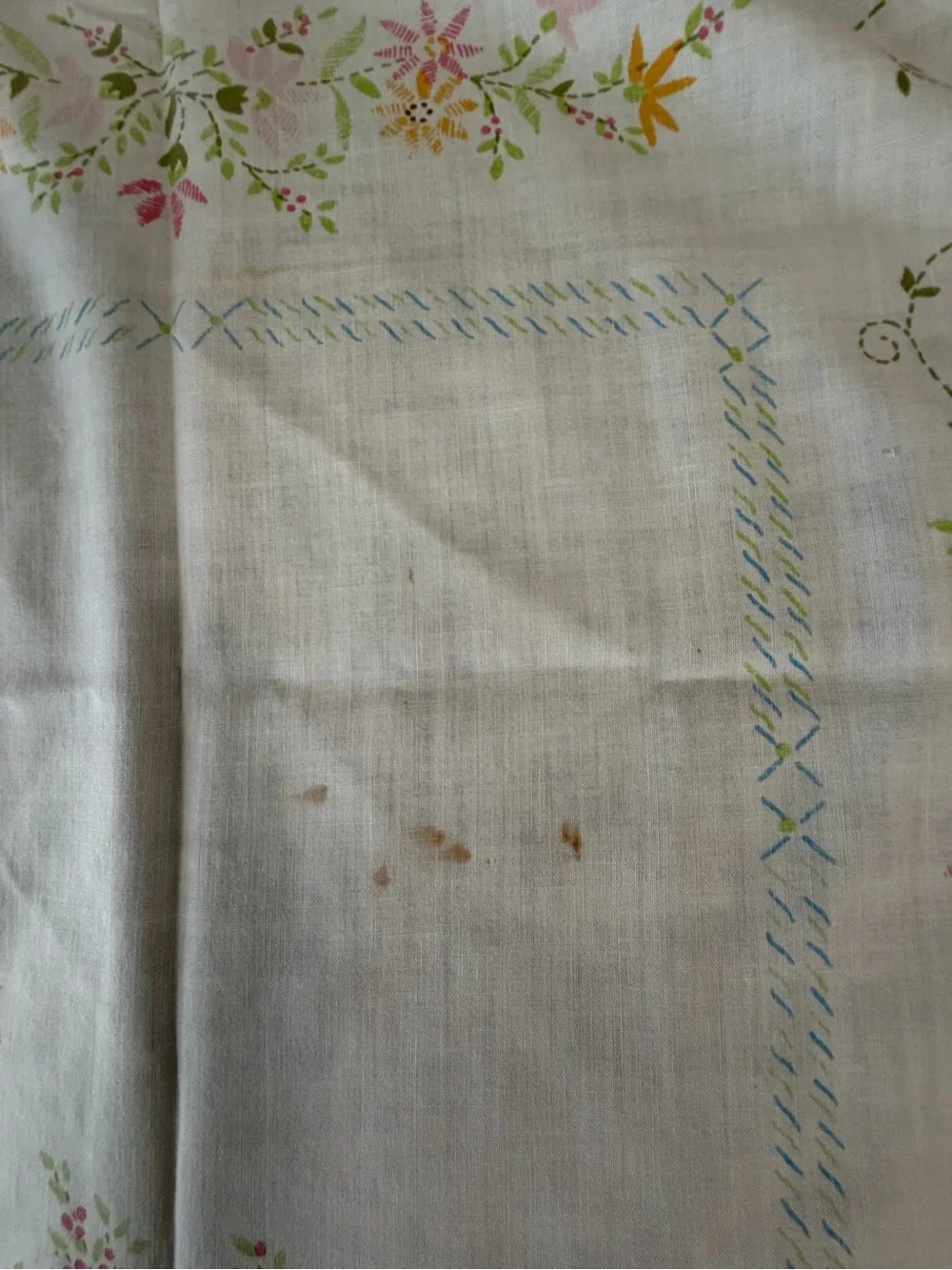 Vintage Floral Table cloth in Pink and Yellow